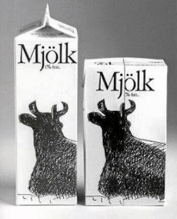  Arlas mjölkförpackning från 1983, illustrerad av Stig Claesson.