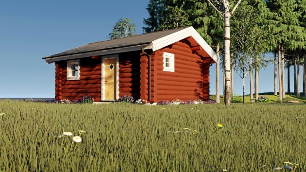  Huset Färnäs är byggt av riktigt rundtimmer.
