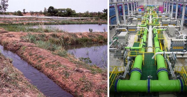 Bevattningsdamm i Burkina Faso och avsaltningsanläggning i Barcelona.