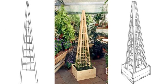  Ensam eller i fin hemmabyggd låda – växtpyramiden ger växtplats på höjden.